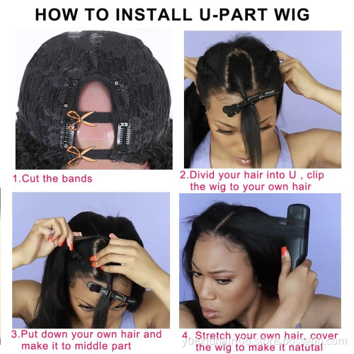 U Part Human Hair Wigs,Afro Kinky Curly Wig Brazilian Hair Vendor